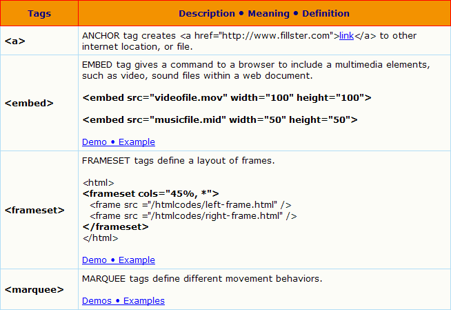 image html tag. In this HTML tag reference table you could find most requested tags, 